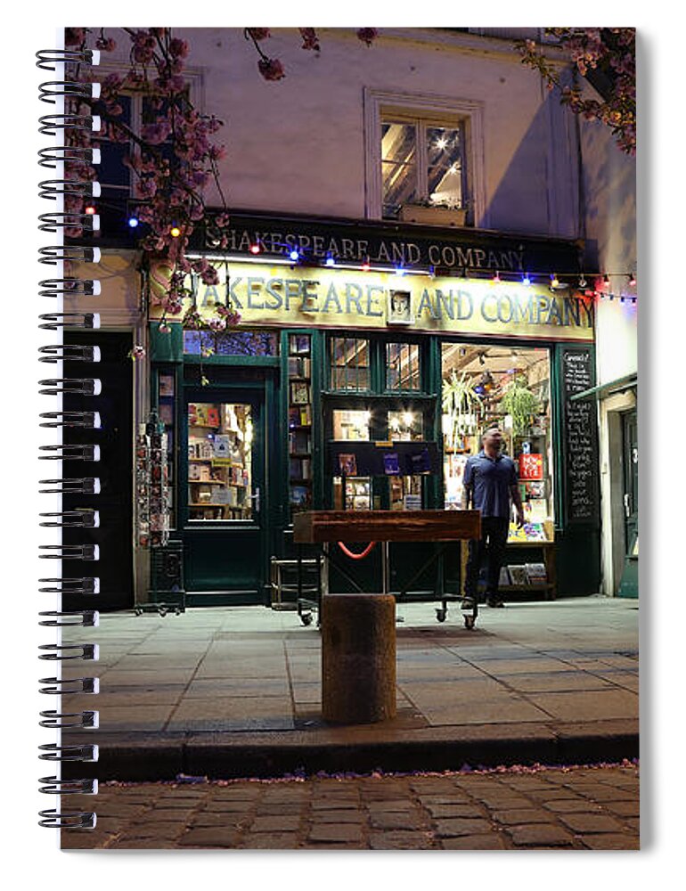 Shakespeare Book Shop Paris Spiral Notebook featuring the photograph Shakespeare Book Shop 1 by Andrew Fare