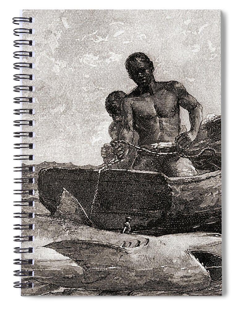 Winslow Homer Spiral Notebook featuring the drawing Shark Fishing, Nassau Bar by Winslow Homer
