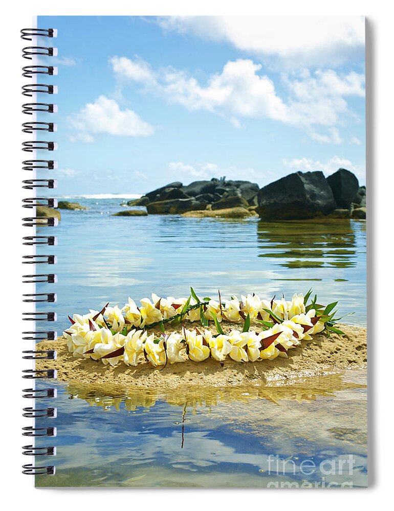 Anahola Spiral Notebook featuring the photograph Sharks Heiau with Lei by Kicka Witte - Printscapes