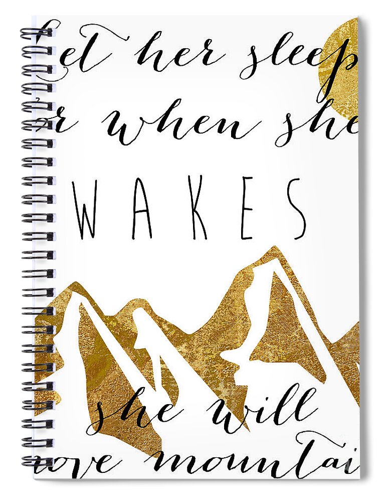 Let Her Sleep Spiral Notebook featuring the painting She Moves Mountains by Mindy Sommers