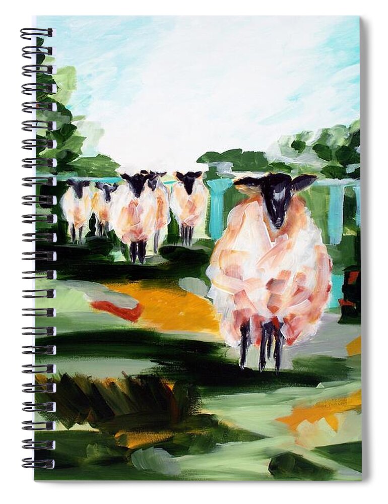 Abstract Landscape Spiral Notebook featuring the painting Sheeps by Lidija Ivanek - SiLa