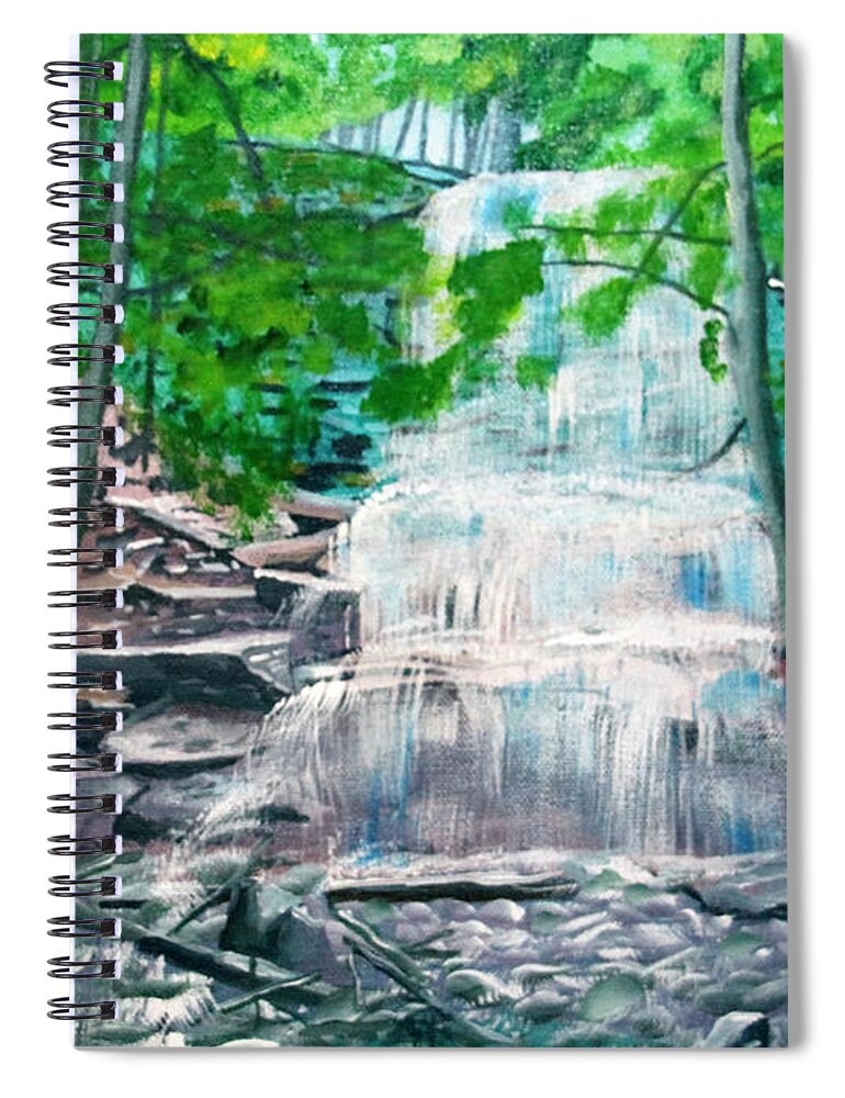 Landscape Spiral Notebook featuring the painting Sherman Falls by David Bigelow