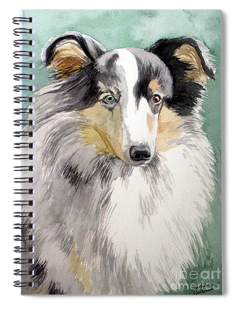 Dog Spiral Notebook featuring the painting Shetland Sheep Dog by Christopher Shellhammer