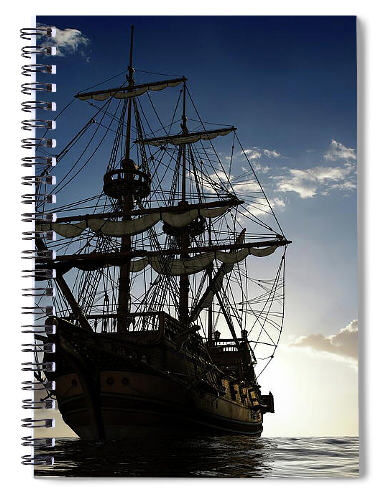 Ship Spiral Notebook featuring the digital art Ship by Maye Loeser