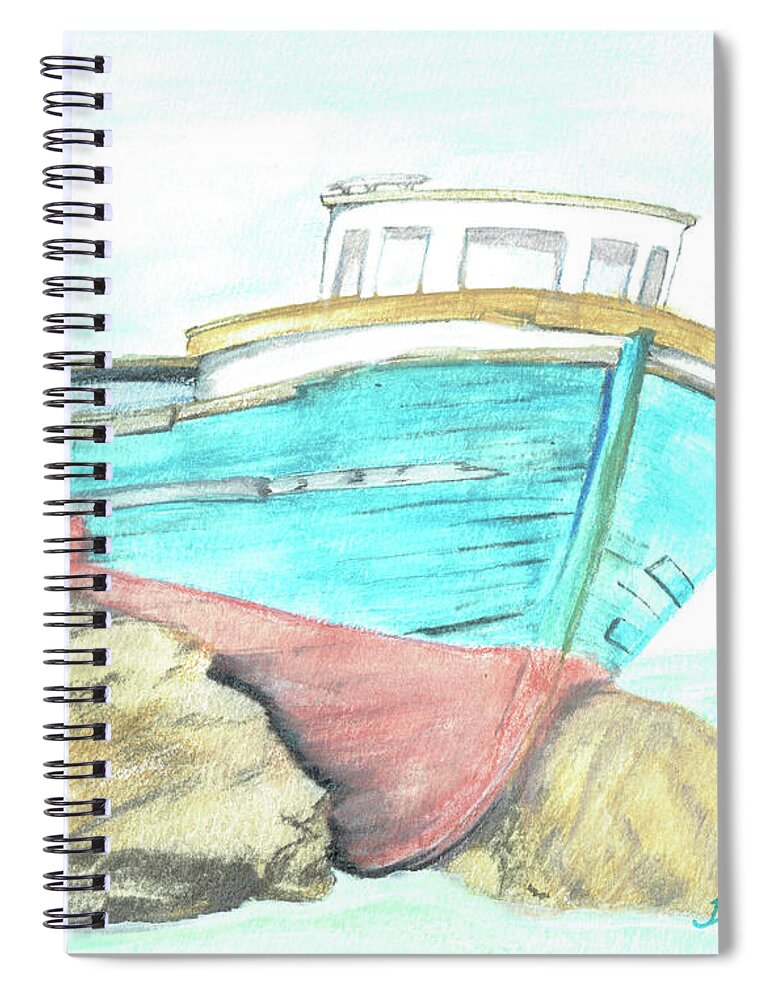 Ships Spiral Notebook featuring the painting Ship Wreck by Terry Frederick