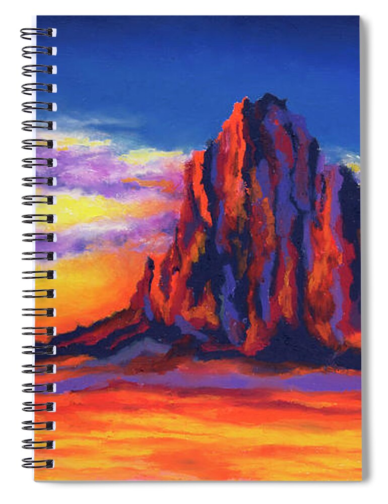 Shiprock Spiral Notebook featuring the painting Shiprock Mountain by Stephen Anderson