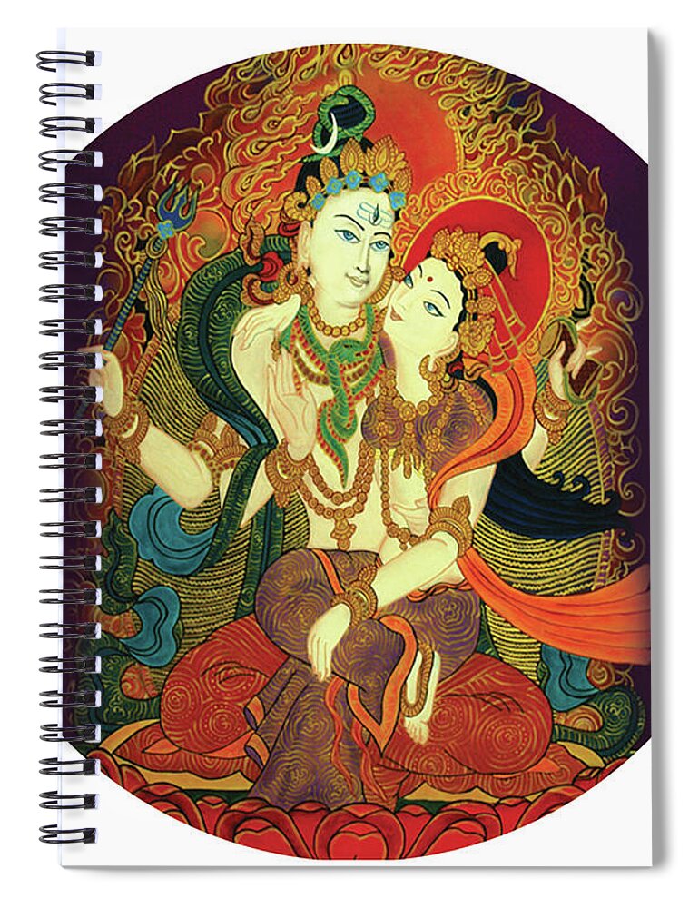 Shiva Spiral Notebook featuring the painting Shiva Shakti by Guruji Aruneshvar Paris Art Curator Katrin Suter