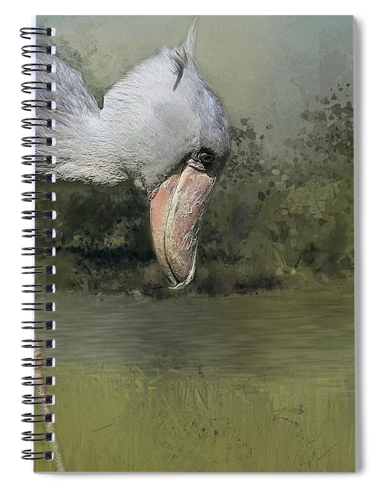  Spiral Notebook featuring the photograph Shoebill Looking For Food by Eva Lechner