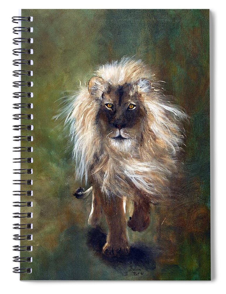 Lion Spiral Notebook featuring the painting Shombay the Lion by Barbie Batson