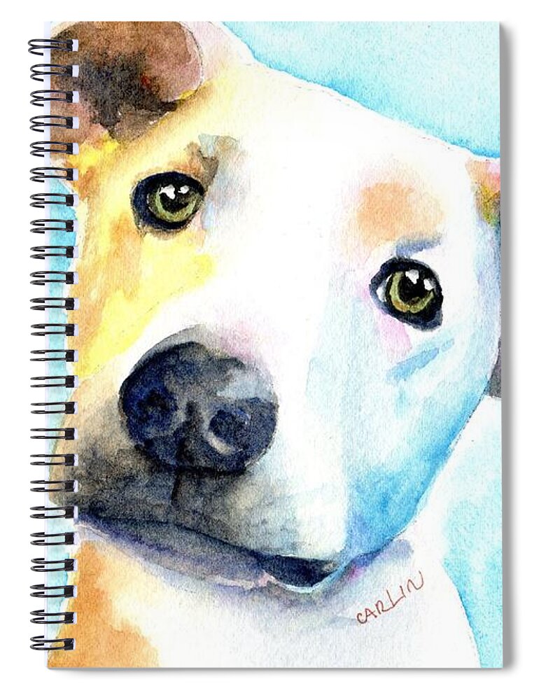 Dog Spiral Notebook featuring the painting Short Hair White and Brown Dog by Carlin Blahnik CarlinArtWatercolor