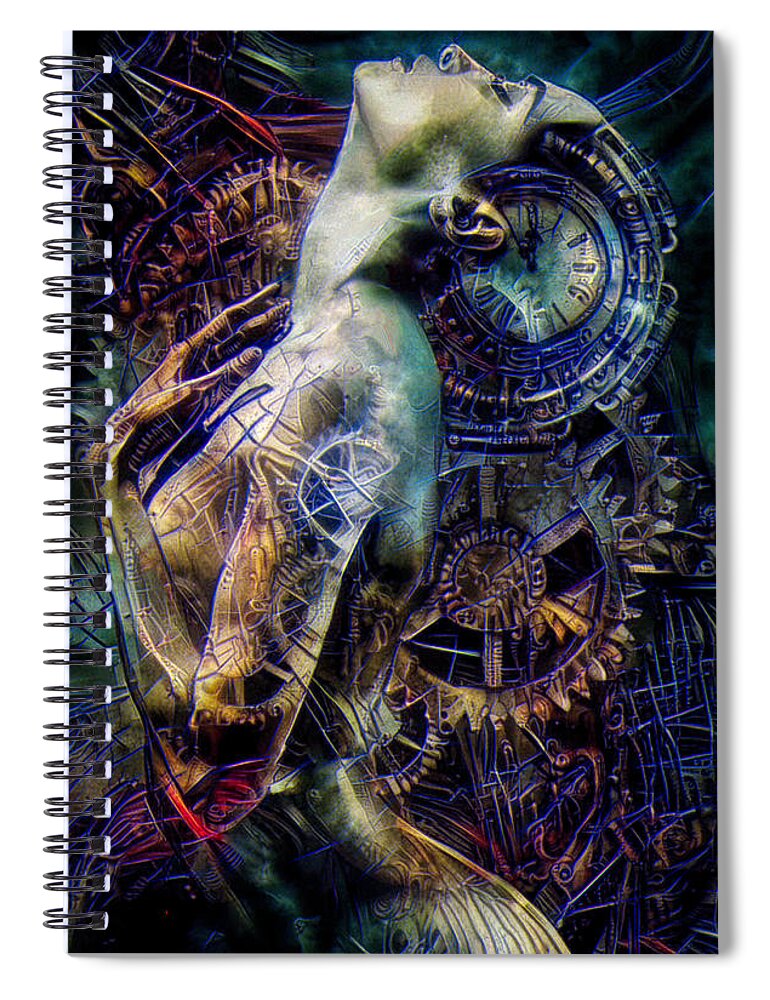 Time Spiral Notebook featuring the mixed media Short on time by Lilia D