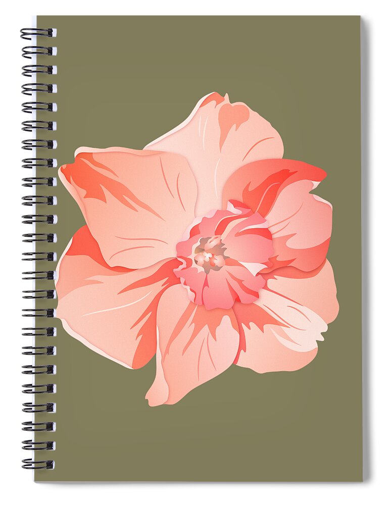 Daffodil Spiral Notebook featuring the digital art Short Trumpet Daffodil in Warm Pink by MM Anderson
