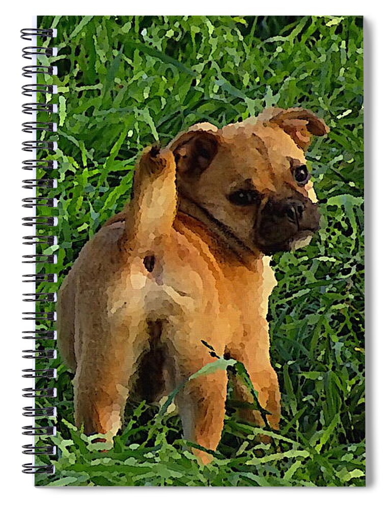 Dogs Spiral Notebook featuring the mixed media Showing Her Mutt. by Shelli Fitzpatrick