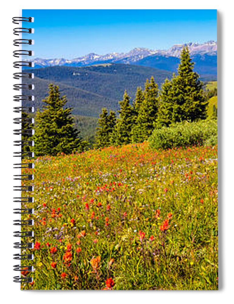 Mountain Spiral Notebook featuring the photograph Shrine Ridge with View of Mt. of the Holy Cross Panorama by Fred J Lord