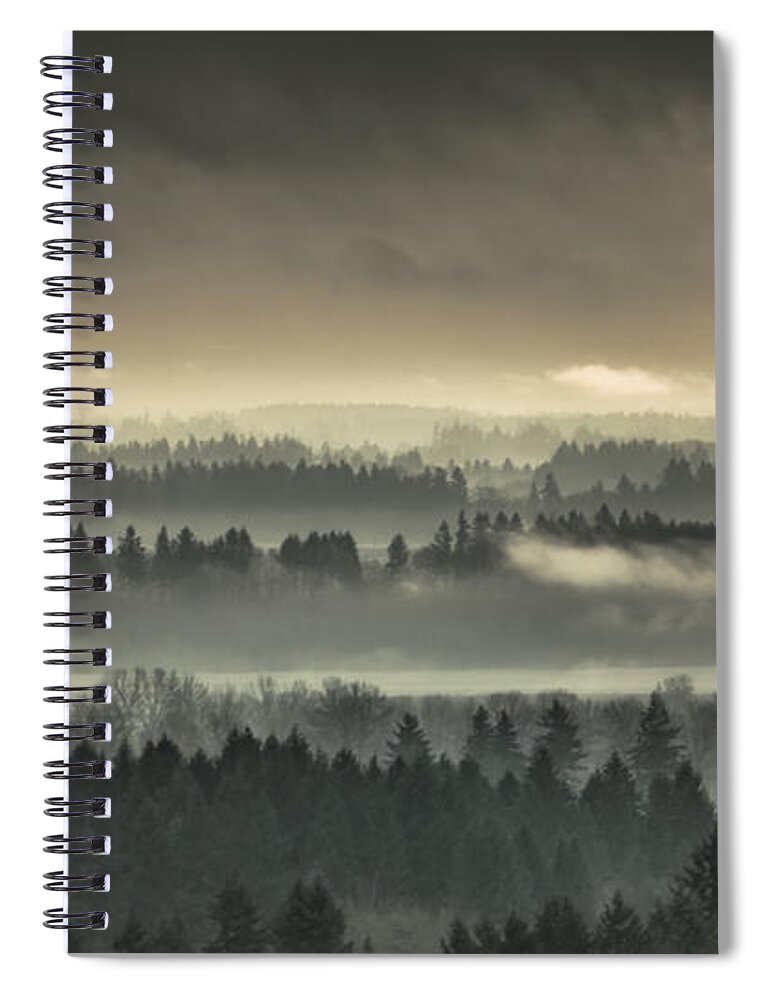 Fog Spiral Notebook featuring the photograph Shrouded Valley by Don Schwartz