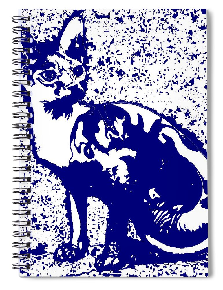 Cat Spiral Notebook featuring the digital art Siamese in Blue by Stacie Siemsen