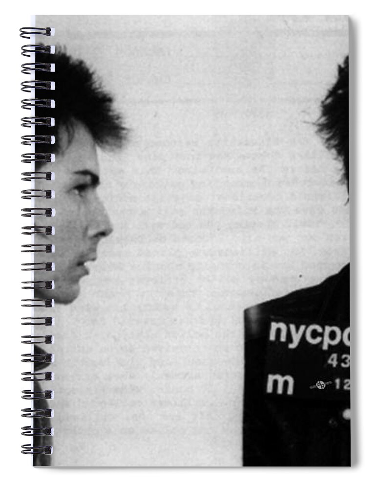 Sid Vicious Spiral Notebook featuring the painting Sid Vicious Mug Shot Horizontal by Tony Rubino