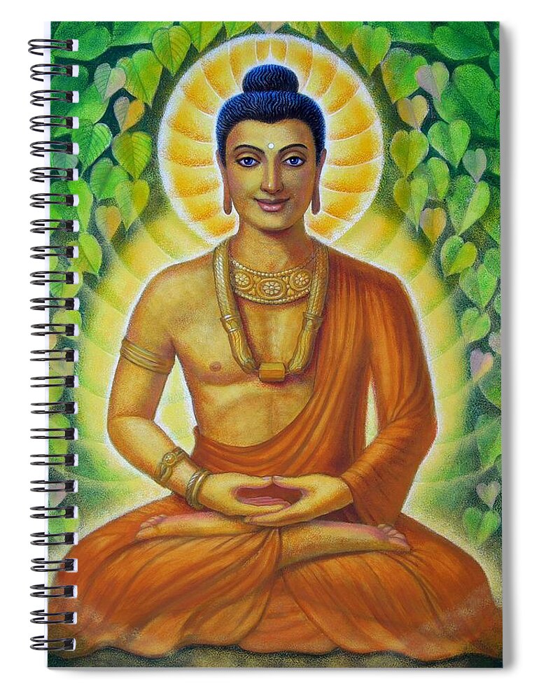 Buddha Spiral Notebook featuring the painting Siddhartha by Sue Halstenberg
