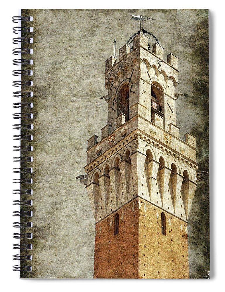 Siena Spiral Notebook featuring the photograph Siena town hall tower - torre mangia by Weston Westmoreland