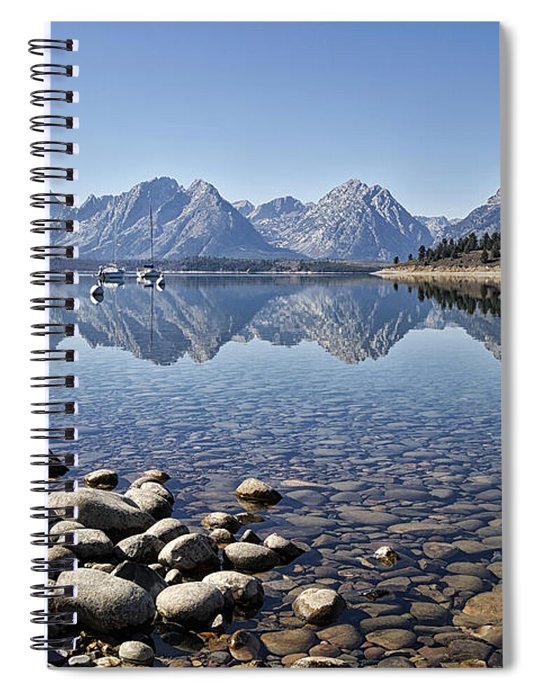 Tetons Spiral Notebook featuring the photograph Jackson Lake near Signal Mountain Lodge by Shirley Mitchell