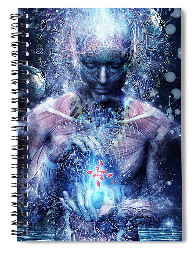 Spiritual Spiral Notebook featuring the digital art Silence Seekers by Cameron Gray