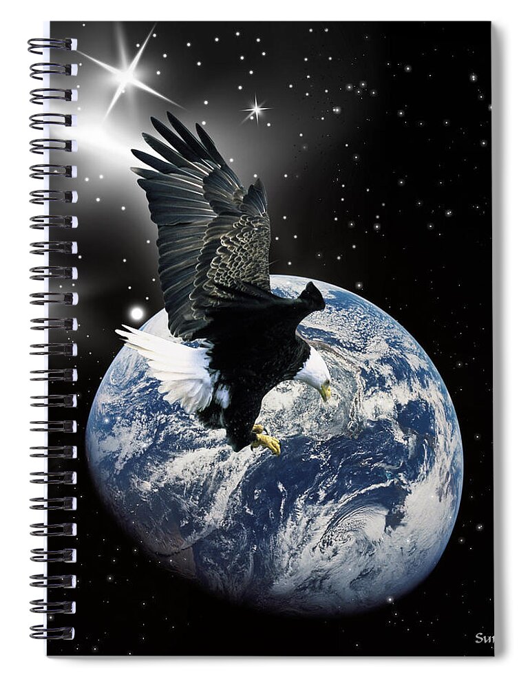 Eagle Spiral Notebook featuring the digital art Silent Night- by Robert Orinski