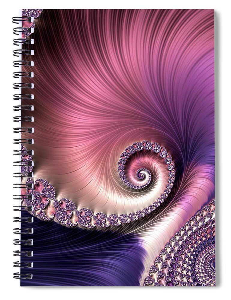 Fractal Spiral Notebook featuring the digital art Silk by Susan Maxwell Schmidt