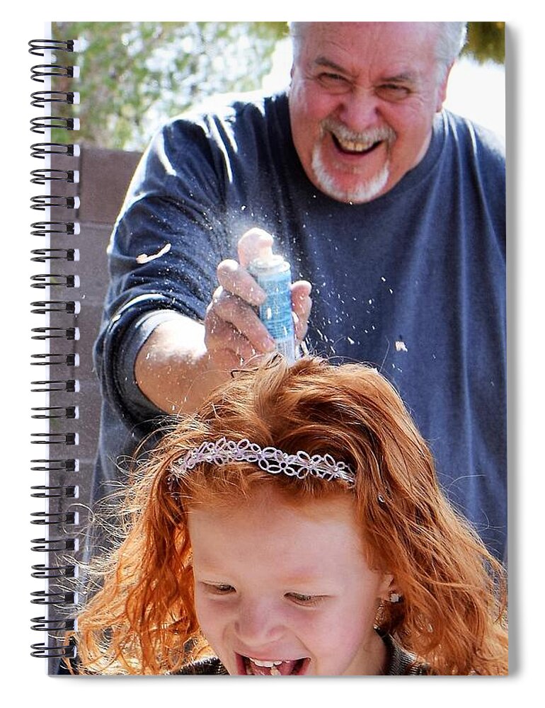 Grandkids Spiral Notebook featuring the photograph Silly String Attack by John Glass