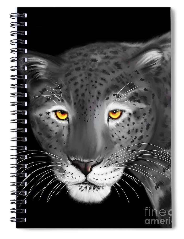 Jaguar Spiral Notebook featuring the painting Silver Jaguar by Nick Gustafson
