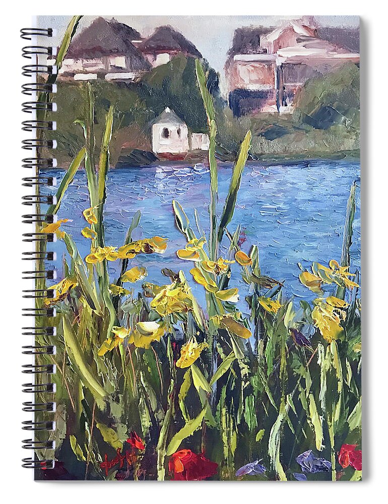 The Artist Josef Spiral Notebook featuring the painting Silver Lake Blossoms by Josef Kelly