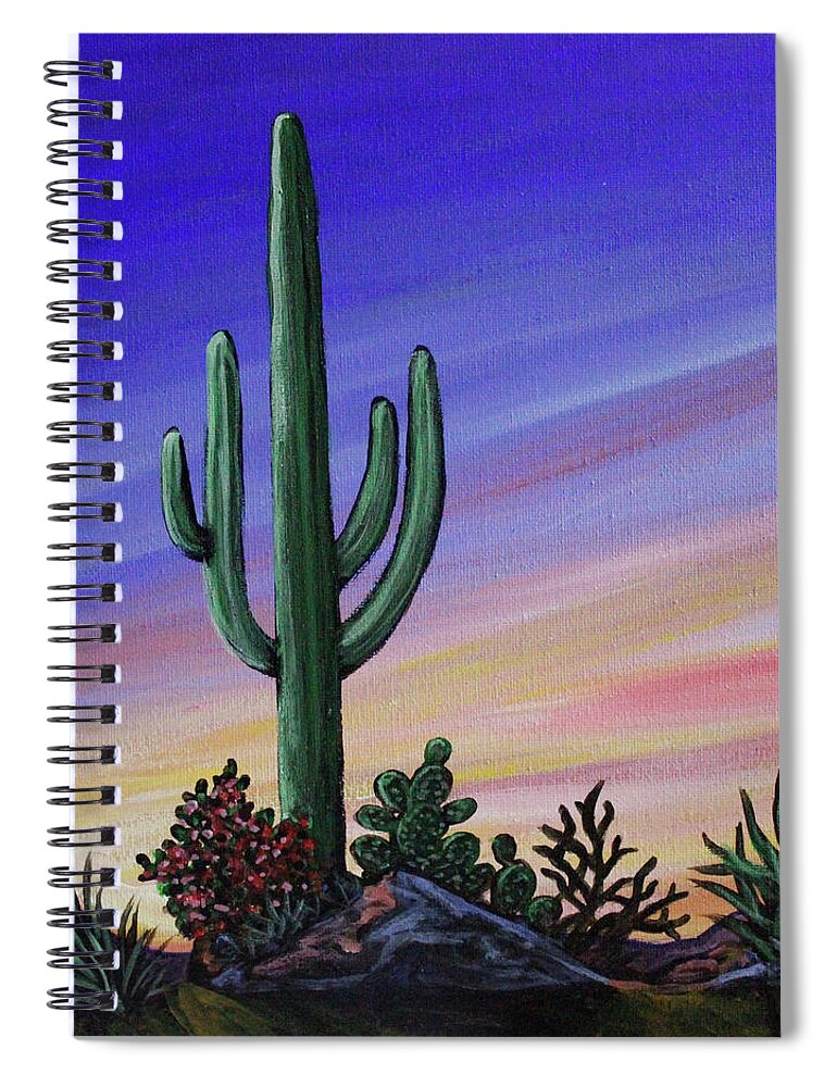 Desert Spiral Notebook featuring the painting Simple Desert Sunset Two by Lance Headlee