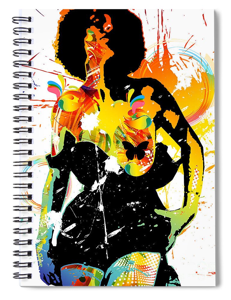 Nostalgic Seduction Spiral Notebook featuring the mixed media Nostalgic Seduction - Simplistic Splatter by Chris Andruskiewicz