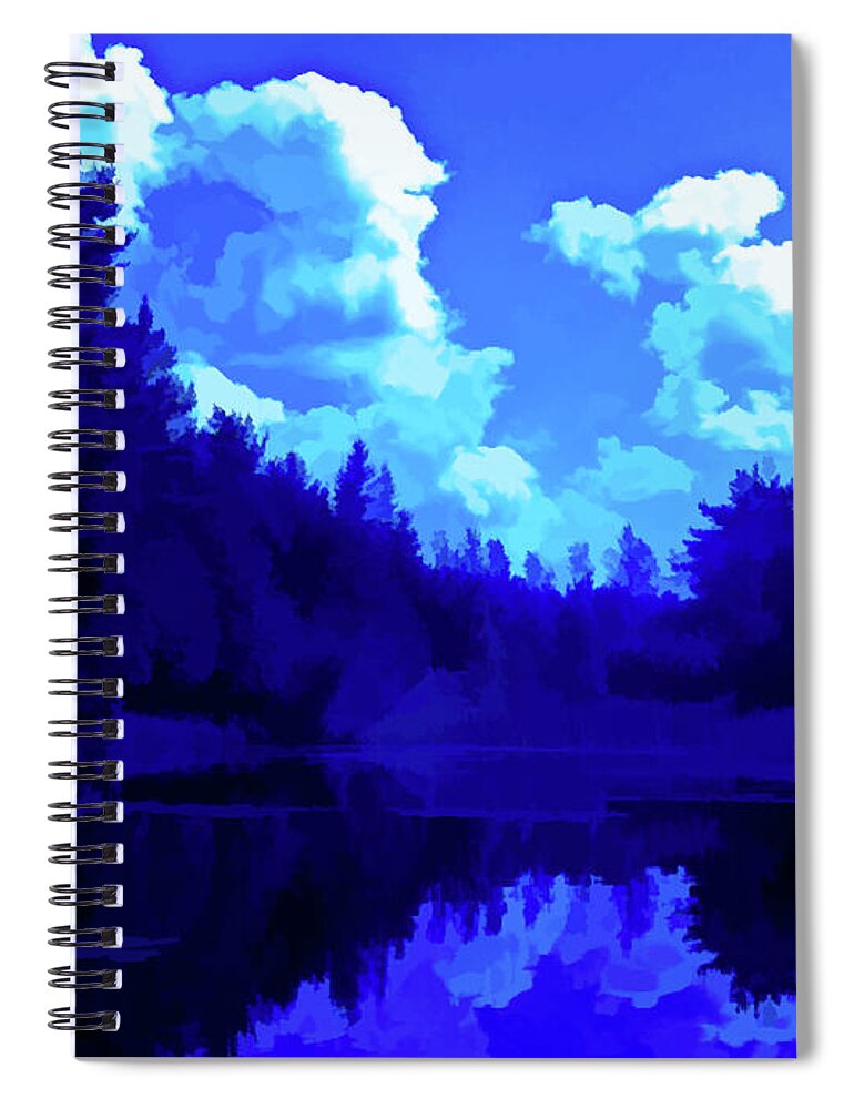 Pond Spiral Notebook featuring the photograph Simply Blue Pond Reflections by Aimee L Maher ALM GALLERY