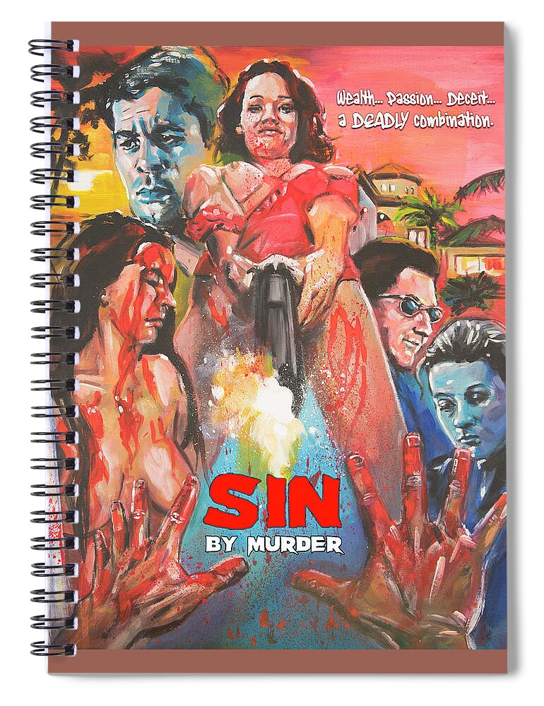 Movie Spiral Notebook featuring the painting Sin By Murder Poster B by Mark Baranowski