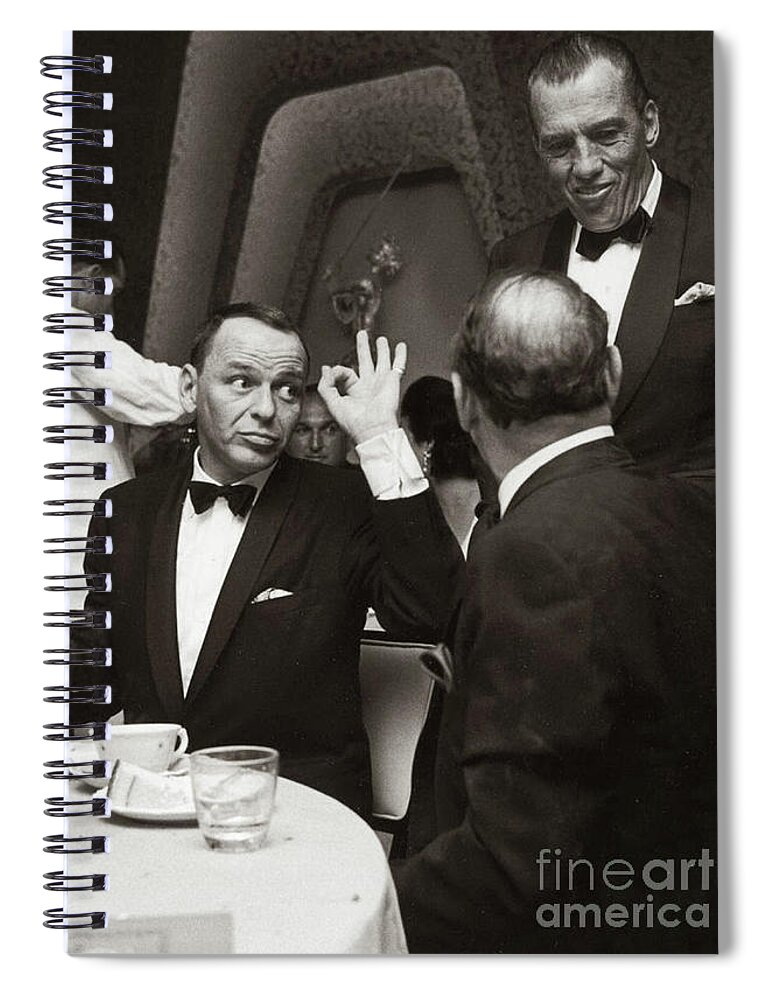 Sinatra Spiral Notebook featuring the photograph Sinatra and Ed Sullivan at the Eden Roc - Miami - 1964 by Doc Braham