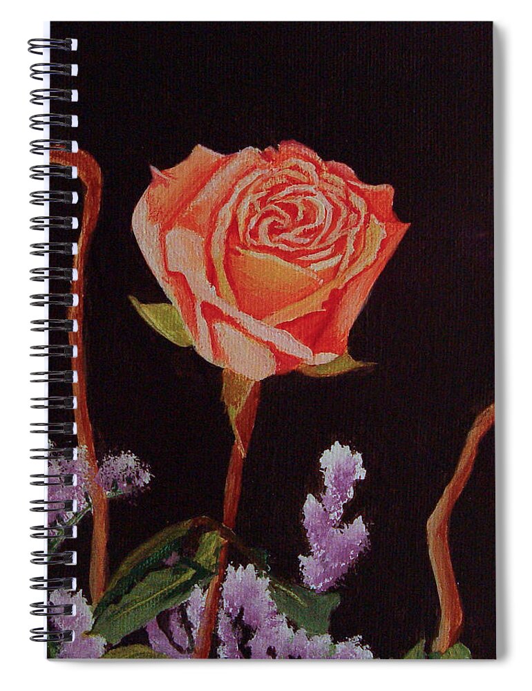 Rose Spiral Notebook featuring the painting Single Rose by Quwatha Valentine
