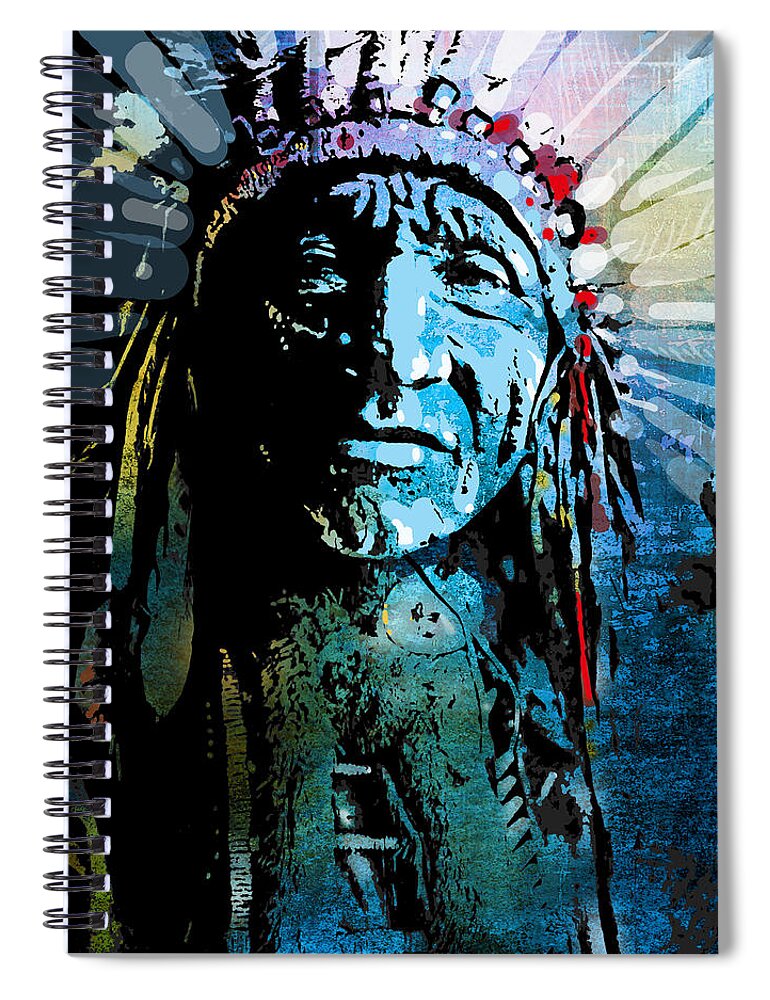Native American Spiral Notebook featuring the painting Sioux Chief by Paul Sachtleben