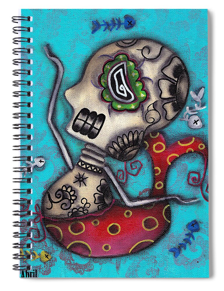 Day Of The Dead Spiral Notebook featuring the painting Sirena I by Abril Andrade