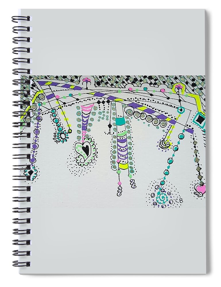 Zentangle Spiral Notebook featuring the drawing Swing Set by Carole Brecht