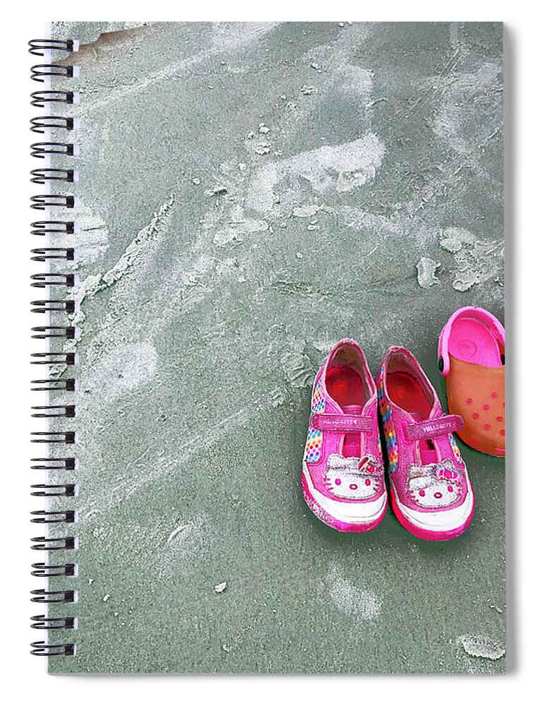 Sand Spiral Notebook featuring the photograph Sisters Playing Barefoot in the Sand by Rick Locke - Out of the Corner of My Eye