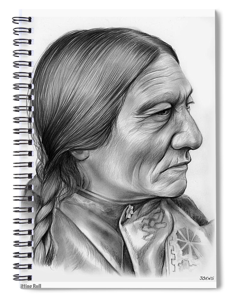 Sitting Bull Spiral Notebook featuring the drawing Sitting Bull by Greg Joens