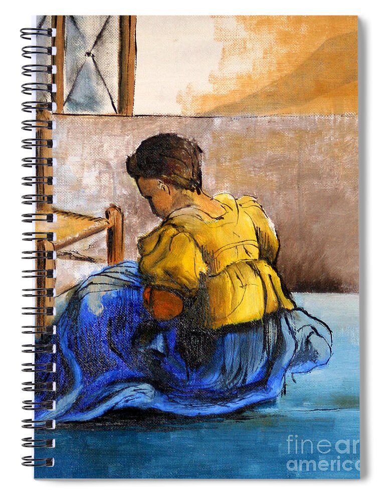 Art Spiral Notebook featuring the painting Sitting Girl by George Wood by Karen Adams