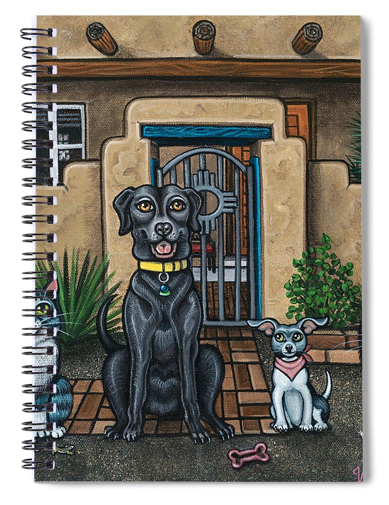 Southwest Spiral Notebook featuring the painting Sitting Pretty by Victoria De Almeida