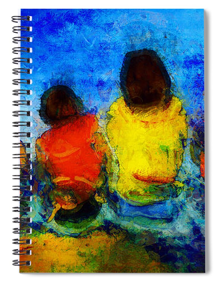 Children Spiral Notebook featuring the photograph Six On the Shore by Claire Bull