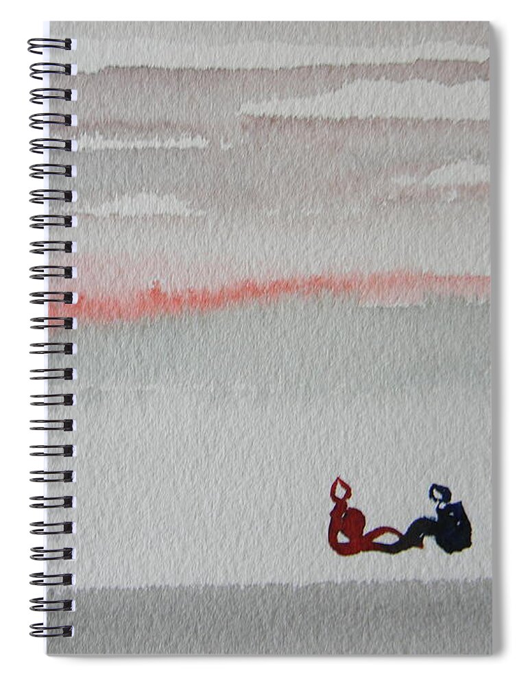 Landscape Spiral Notebook featuring the painting Six Seasons Dance Five by Marwan George Khoury