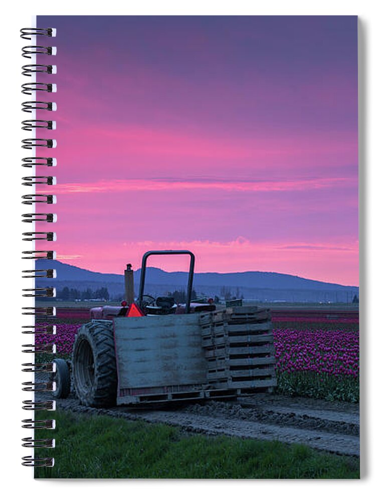 Tulip Spiral Notebook featuring the photograph Skagit Valley Dusk Calm by Mike Reid