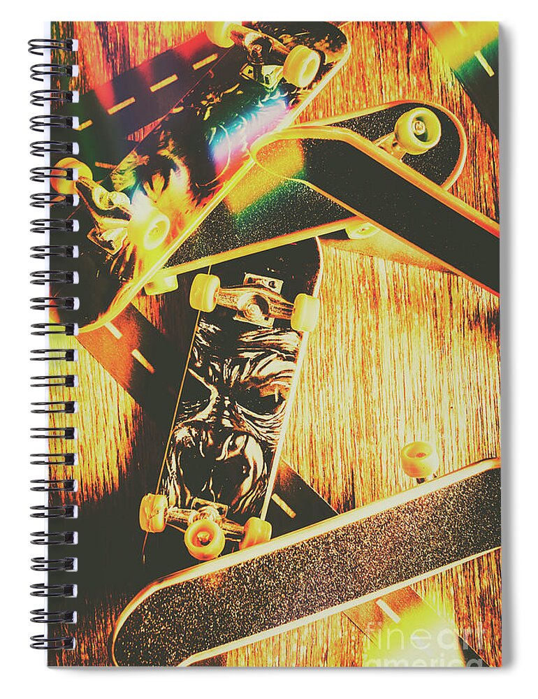 Skateboard Spiral Notebook featuring the photograph Skateboarding tricks and flips by Jorgo Photography