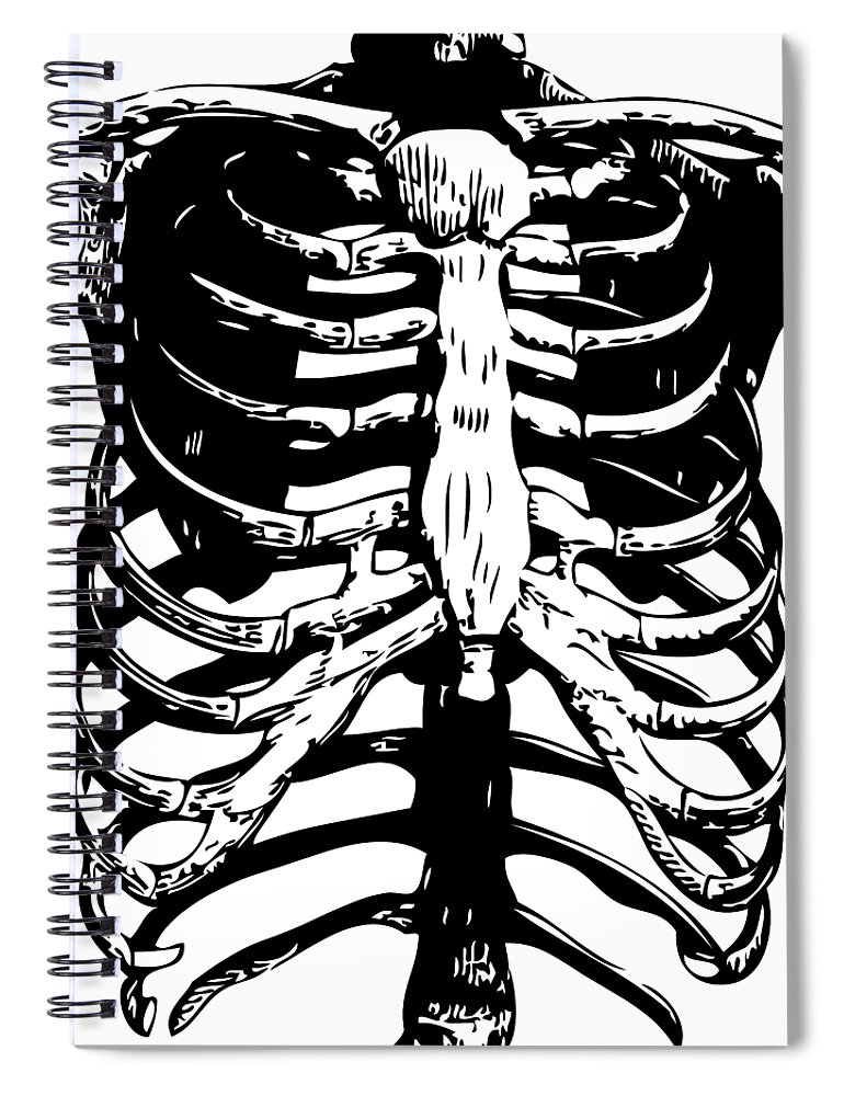 Skeleton Ribs Spiral Notebook featuring the digital art Skeleton Ribs by Eclectic at Heart