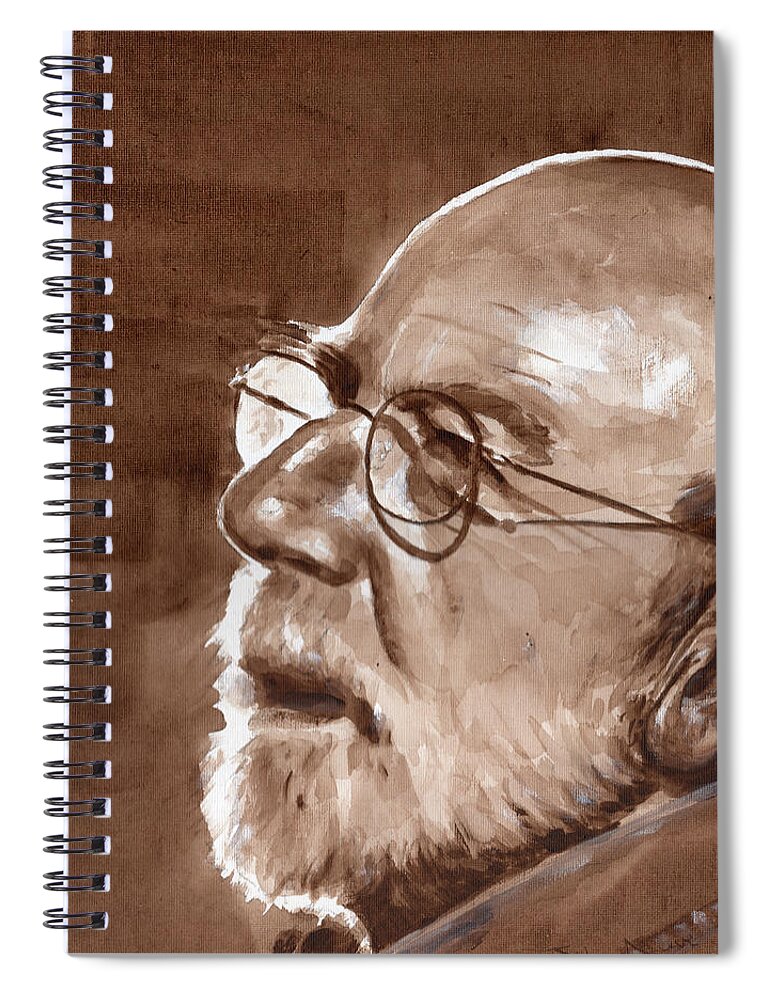 Portrait Spiral Notebook featuring the painting Sketch of Bill by John Neeve