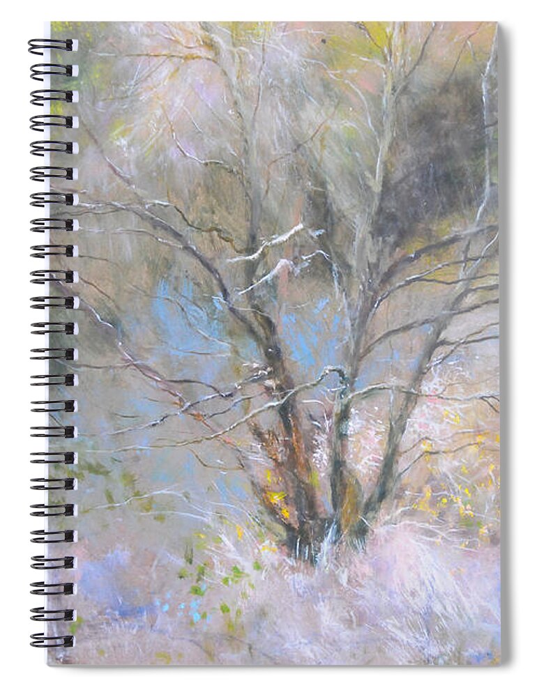 Landscape Spiral Notebook featuring the painting Sketch of Halation effect through Trees by Harry Robertson